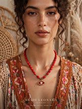 Load image into Gallery viewer, Coral evil eye necklace