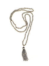 Load image into Gallery viewer, Silver Beaded Necklace With Tassel