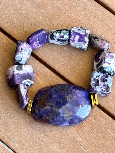 Marbleized purple stone bracelet.