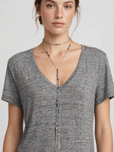 Load image into Gallery viewer, Evil Eye Wrap Lariat Necklace with Silver Tassels - Convertible Choker + Long Layered Necklace